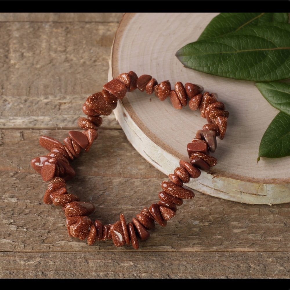 Gold Sandstone gemstone chips bracelet jewelry